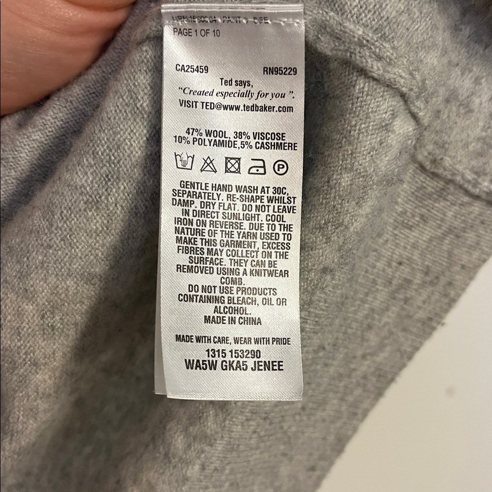 Ted Baker Light Gray Cowl Neck Sweater | Jenee Cardigan with magnetic closure 2 - Picture 5 of 8